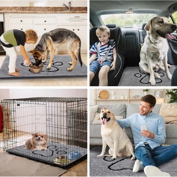 Mac & Molly Microfiber Washable Non Slip Muddy Paws Dog Mat 35" by 27" NEW - Picture 10 of 11